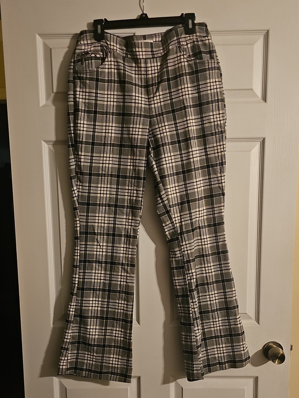 Cato Black and White Plaid Boot Cut Pants